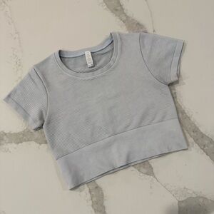 Offline by Aerie Sidewalk Seamless Ribbed Cropped TShirt Womens Medium LightBlue